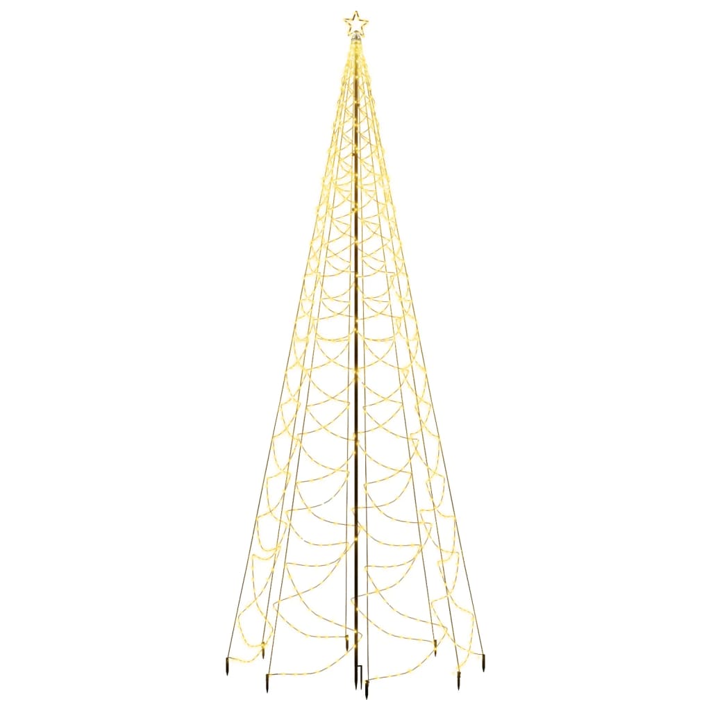 vidaXL Joulukuusi metallitolpalla 1400 LED-valoa lämmin valkoinen 5 m