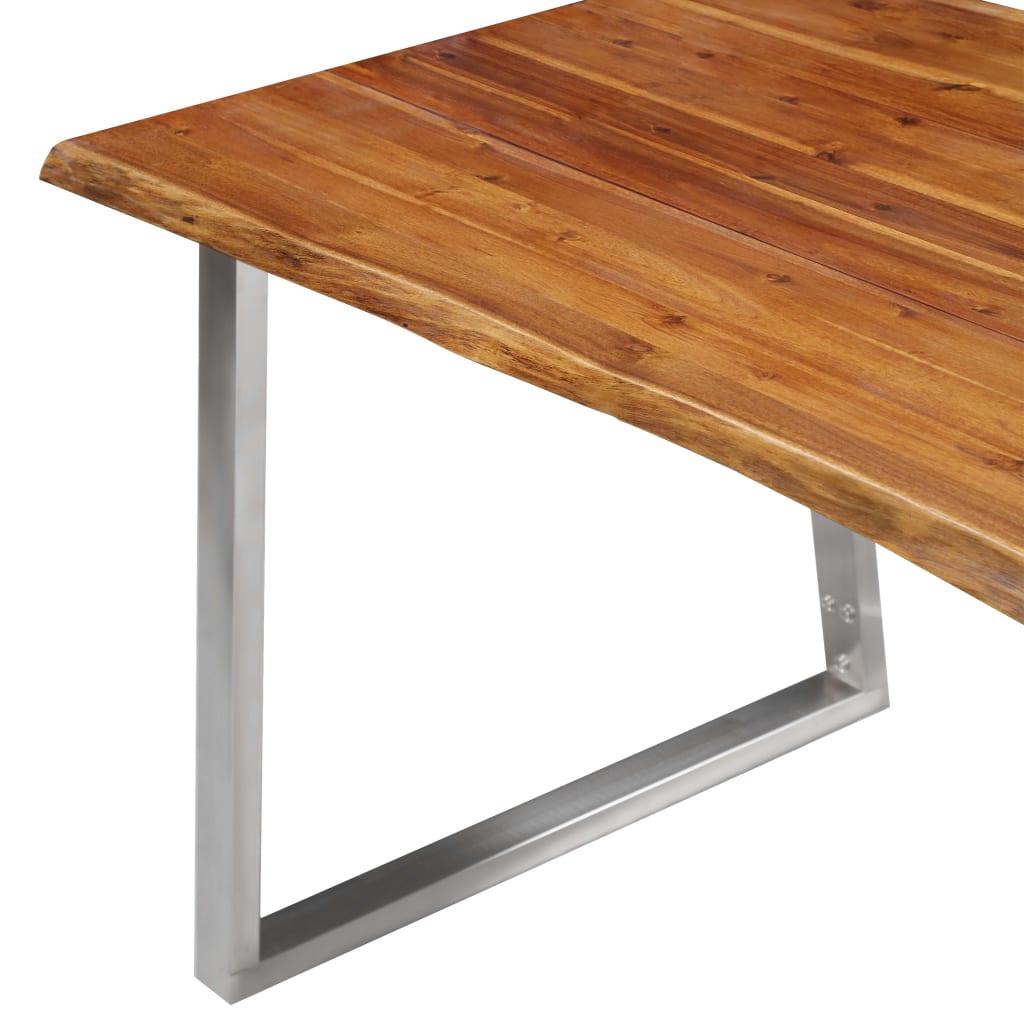 vidaXL Ruokapöytä 160x80x75 cm täysi akaasiapuu ja ruostumaton teräs