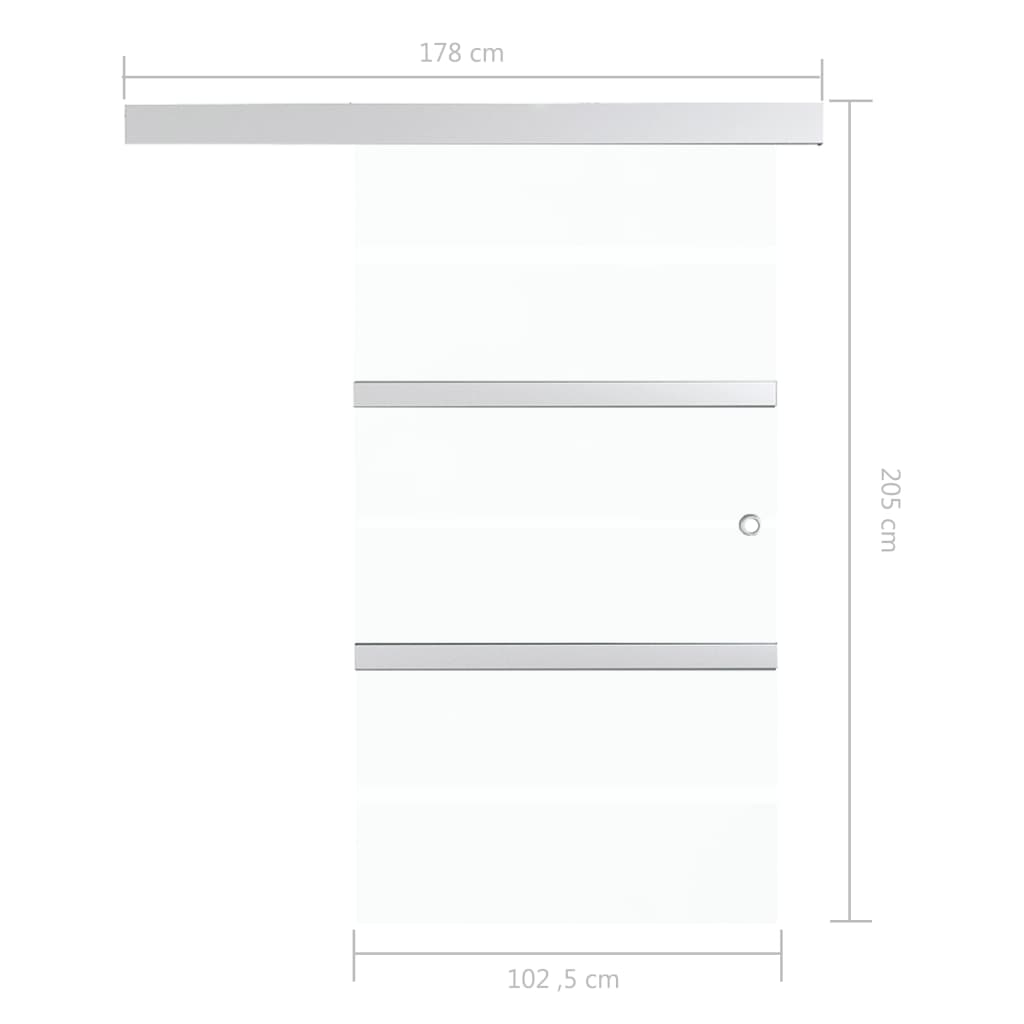 vidaXL Liukuovi ESG-lasi ja alumiini 102,5x205 cm hopea