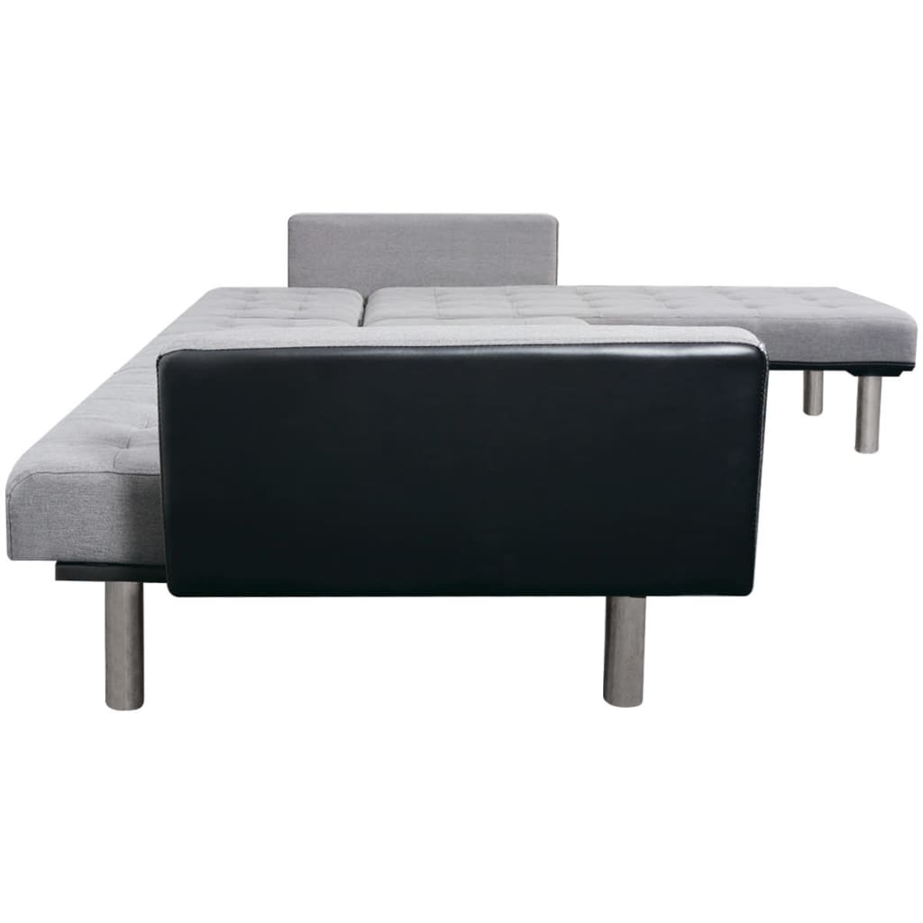vidaXL L-muotoinen sohva kangas musta ja harmaa