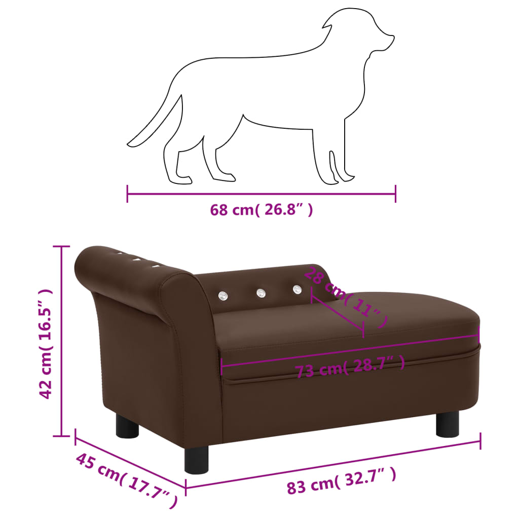 vidaXL Koiran sohva ruskea 83x45x42 cm keinonahka