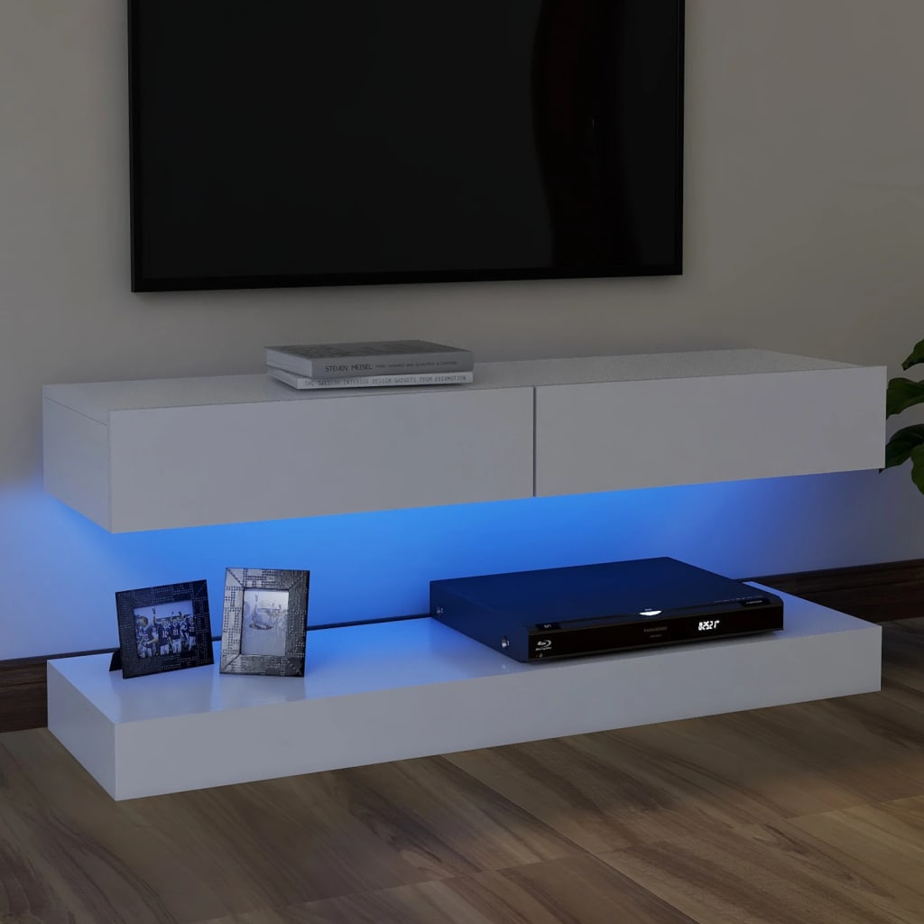 vidaXL TV-taso LED-valoilla valkoinen 120x35 cm