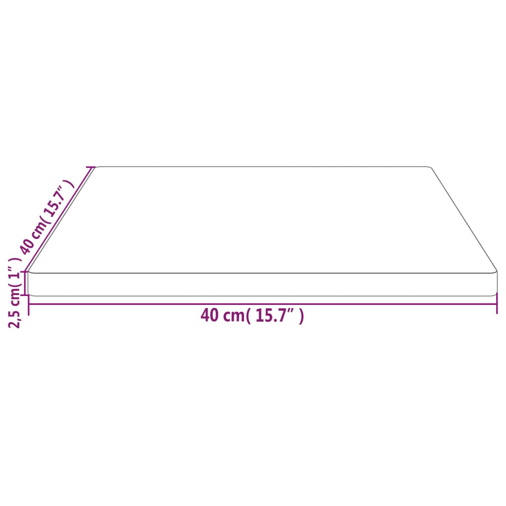 vidaXL Pöytälevy valkoinen 40x40x2,5 cm täysi mänty neliö