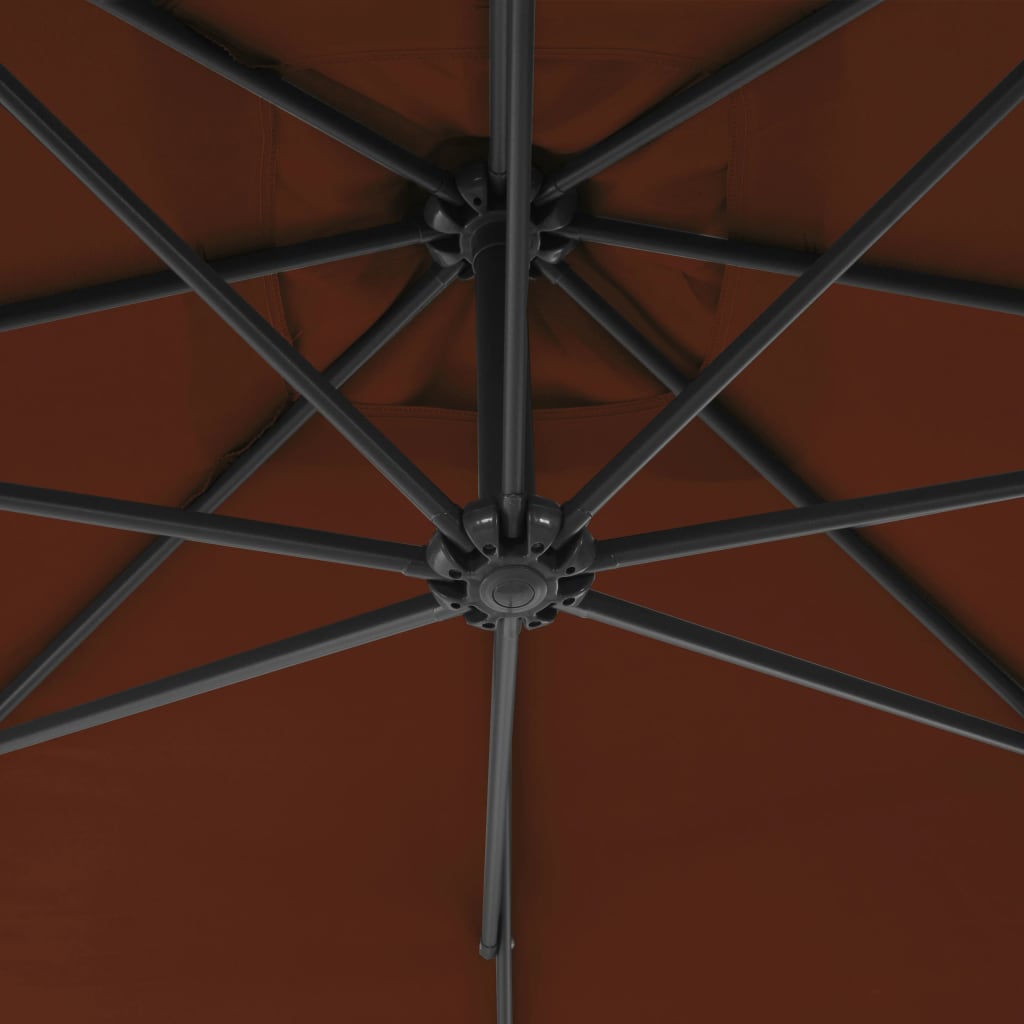vidaXL Riippuva aurinkovarjo teräspylväällä 300 cm terrakotta