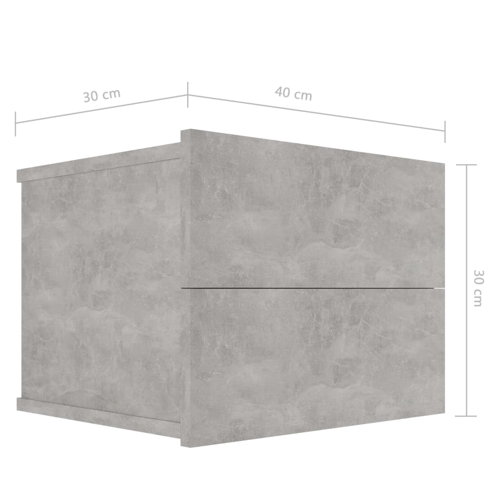 vidaXL Yöpöytä betoninharmaa 40x30x30 cm lastulevy