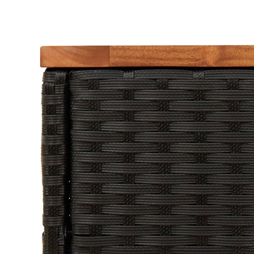vidaXL Puutarhan sivupöytä puulevyllä musta 58x27,5x55 cm polyrottinki