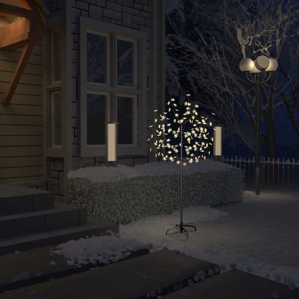 vidaXL Joulukuusi 120 lämpimän valkoista LED-valoa kirsikankukka 150cm