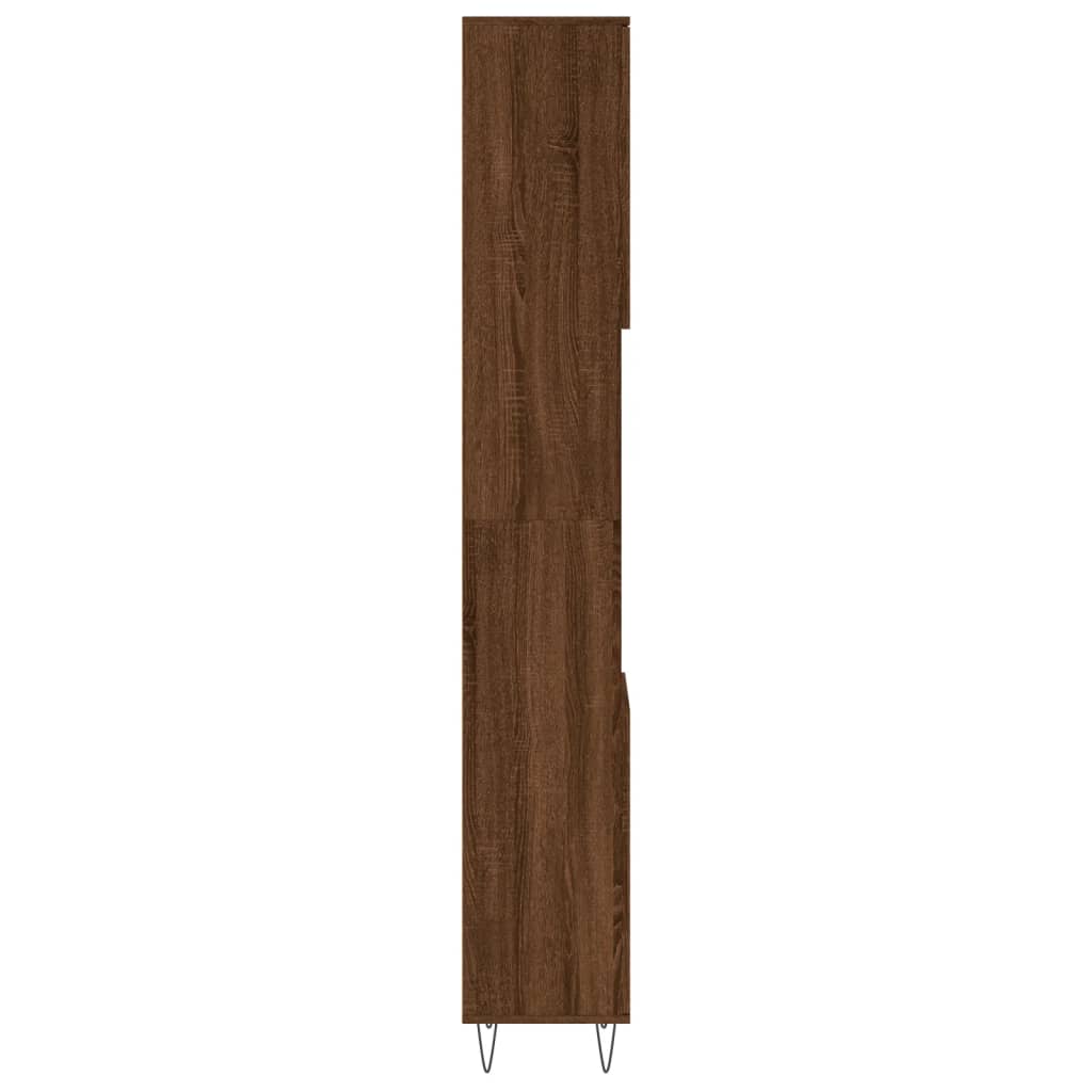 vidaXL Kylpyhuoneen kaappi ruskea tammi 30x30x190 cm tekninen puu