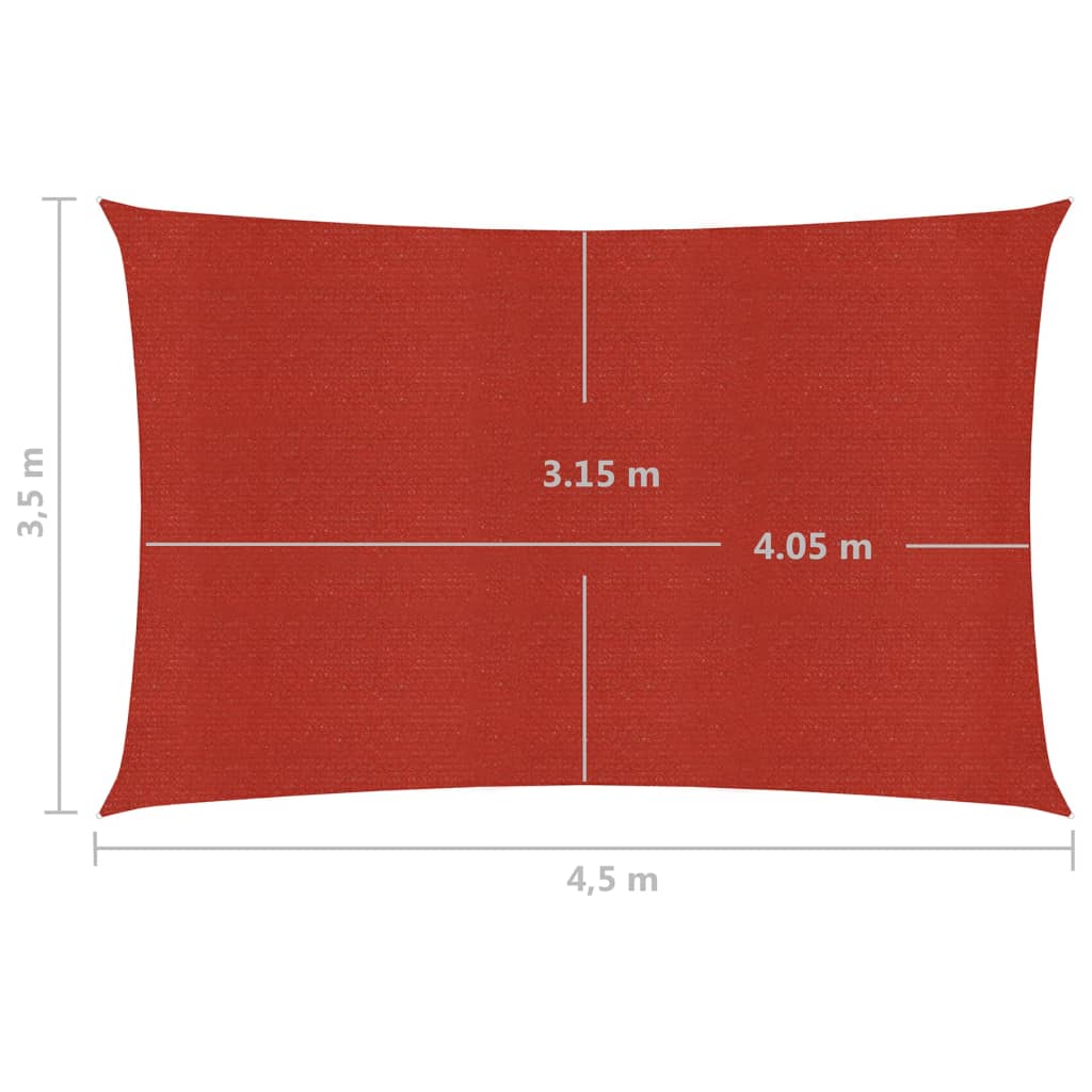 vidaXL Aurinkopurje 160 g/m² punainen 3,5x4,5 m HDPE