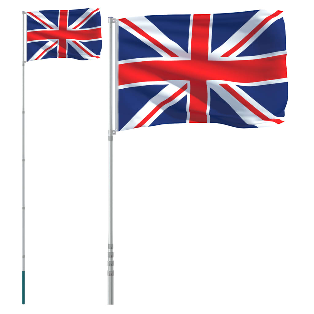 vidaXL Iso-Britannian lippu ja lipputanko 5,55 m alumiini