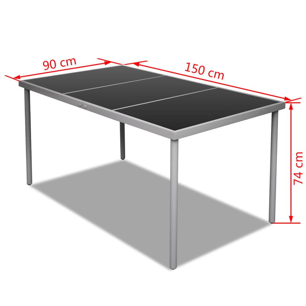 vidaXL Puutarhapöytä lasisella pöytälevyllä 150x90x74 cm