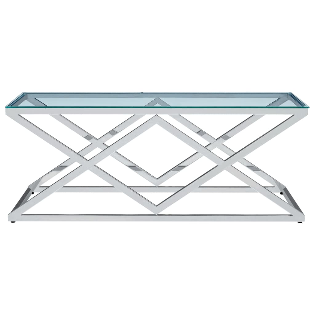 vidaXL Sohvapöytä läpinäkyvä 120x60x45 cm karkaistu lasi ja teräs
