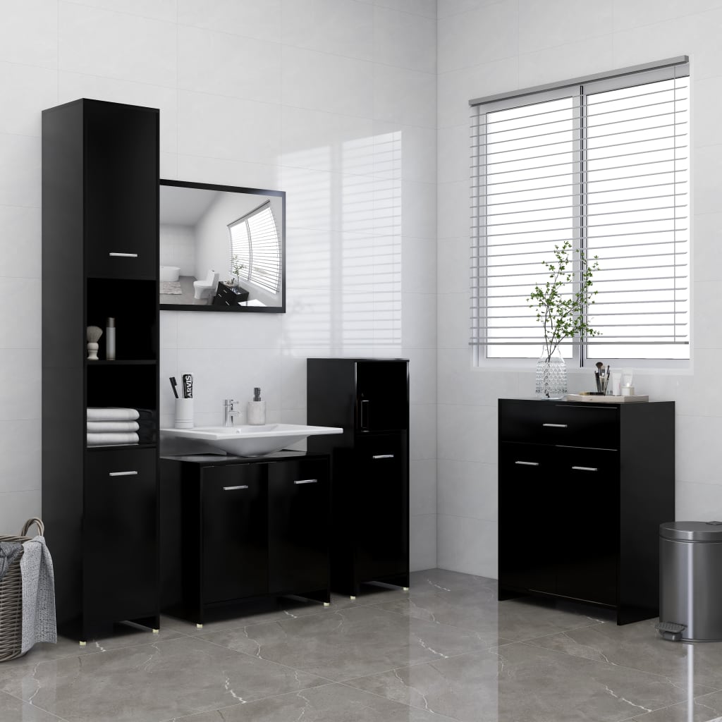 vidaXL 4-osainen kylpyhuoneen kalustesarja musta