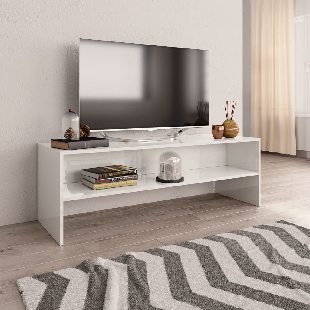 vidaXL TV-taso korkeakiilto valkoinen 120x40x40 cm lastulevy