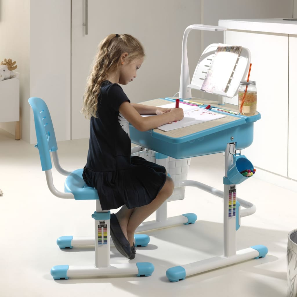 Vipack Säädettävä lasten työpöytä Comfortline 301 tuolilla sinivalk.