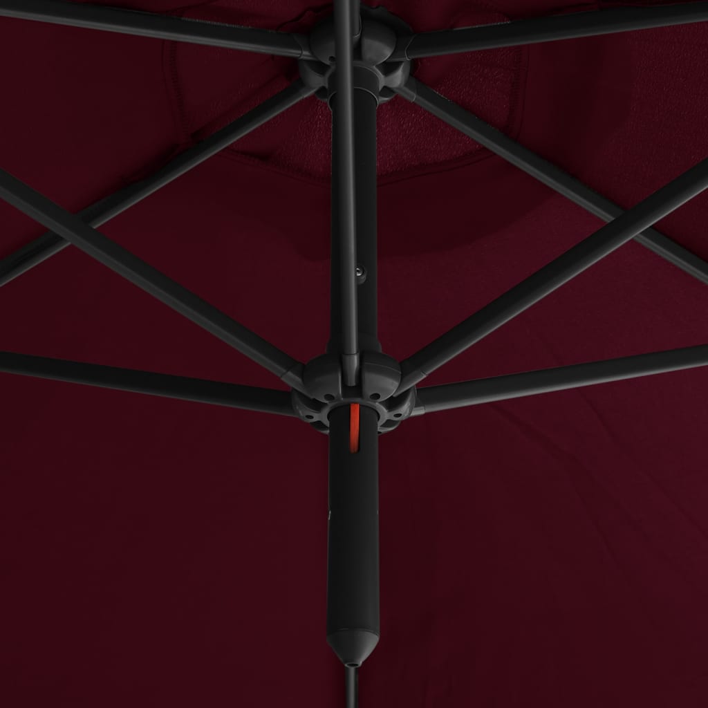 vidaXL Tupla-aurinkovarjo terästanko viininpunainen 600 cm