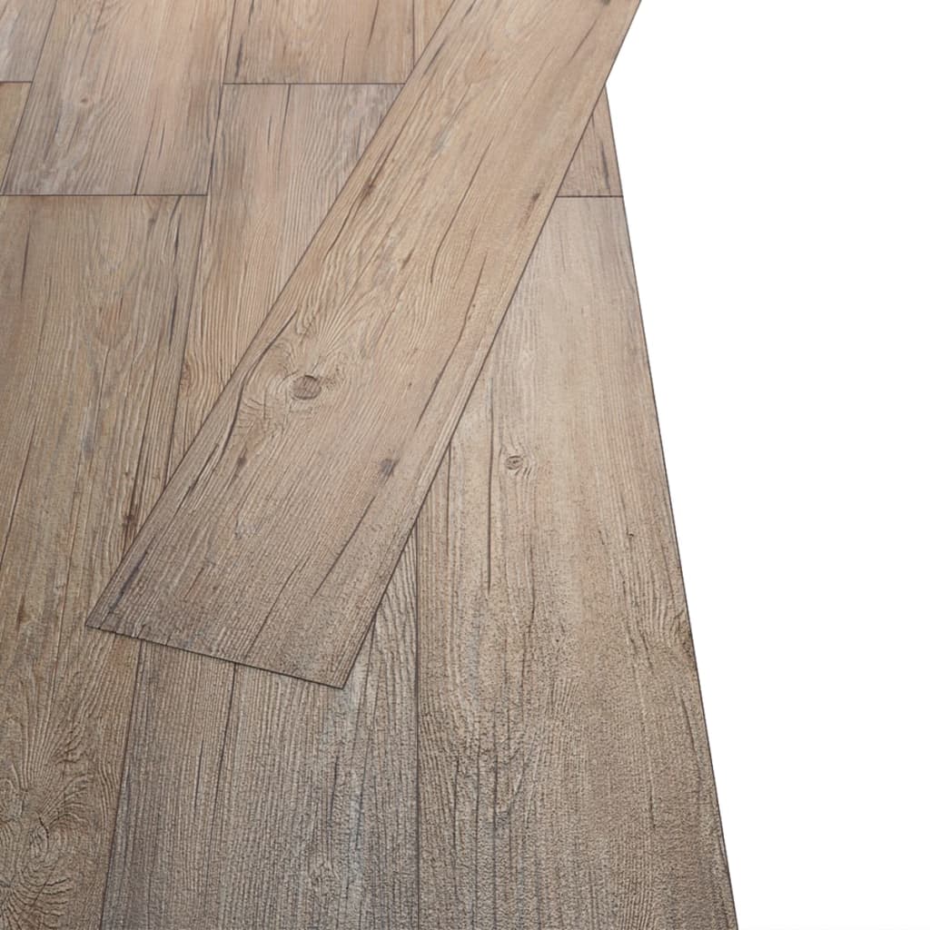 vidaXL PVC lattialankku ei-itsekiinnittyvä 5,26 m² 2 mm ruskea tammi
