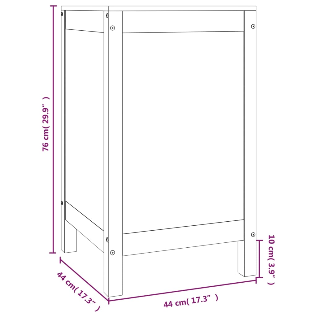 vidaXL Pyykkilaatikko valkoinen 44x44x76 cm täysi mänty