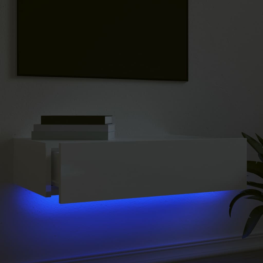 vidaXL TV-taso LED-valoilla korkeakiilto valkoinen 60x35x15,5 cm