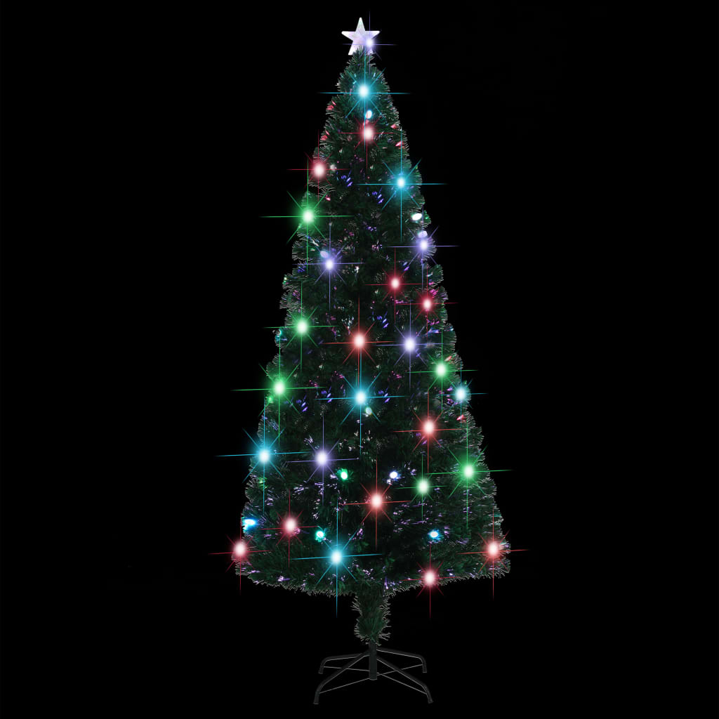vidaXL Esivalaistu joulukuusi jalustalla 210 cm kuituoptiikka