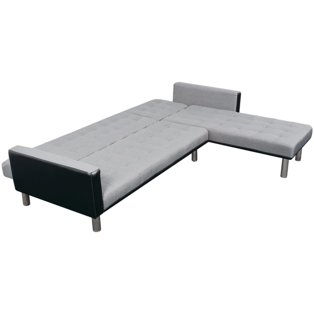 vidaXL L-muotoinen sohva kangas musta ja harmaa
