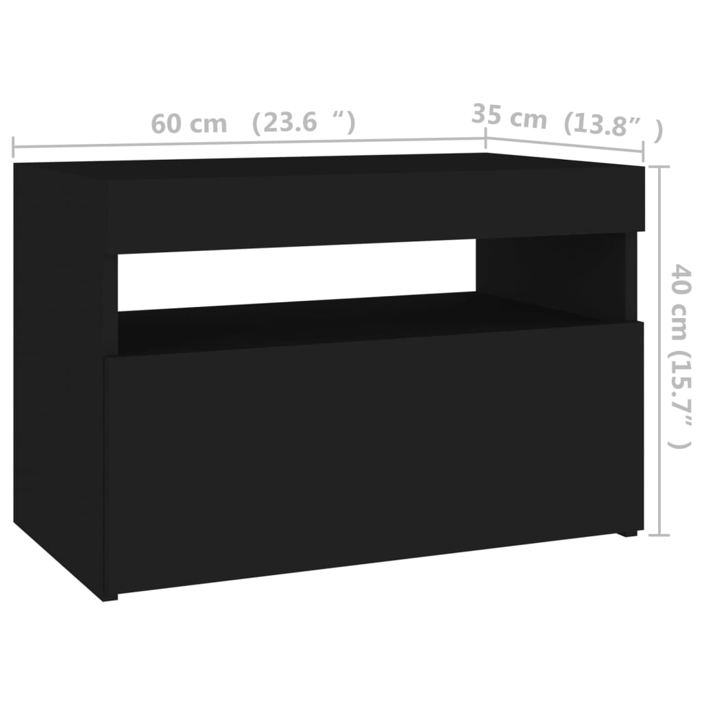 vidaXL TV-tasot LED-valoilla 2 kpl musta 60x35x40 cm