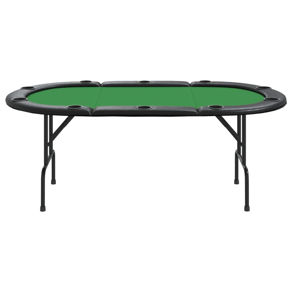vidaXL 10 pelaajan kokoontaittuva pokeripöytätaso vihreä 206x106x75 cm
