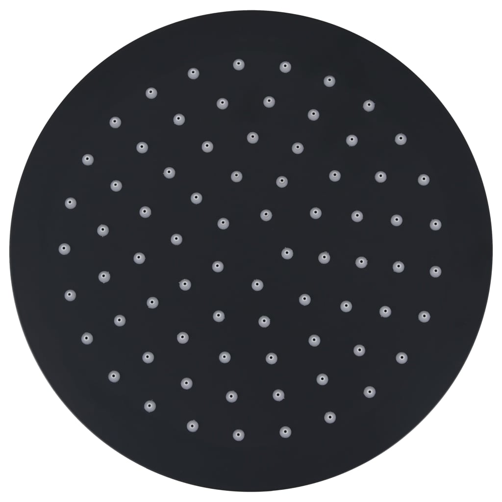 vidaXL Sade suihkupää ruostumaton teräs 20 cm pyöreä musta