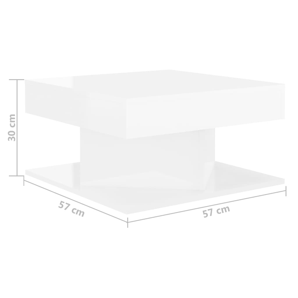 vidaXL Sohvapöytä korkeakiilto valkoinen 57x57x30 cm lastulevy