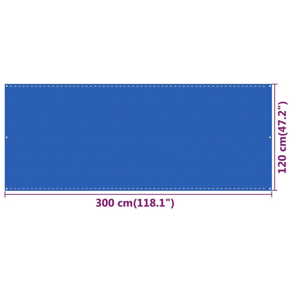 vidaXL Parvekkeen suoja sininen 120x300 cm HDPE