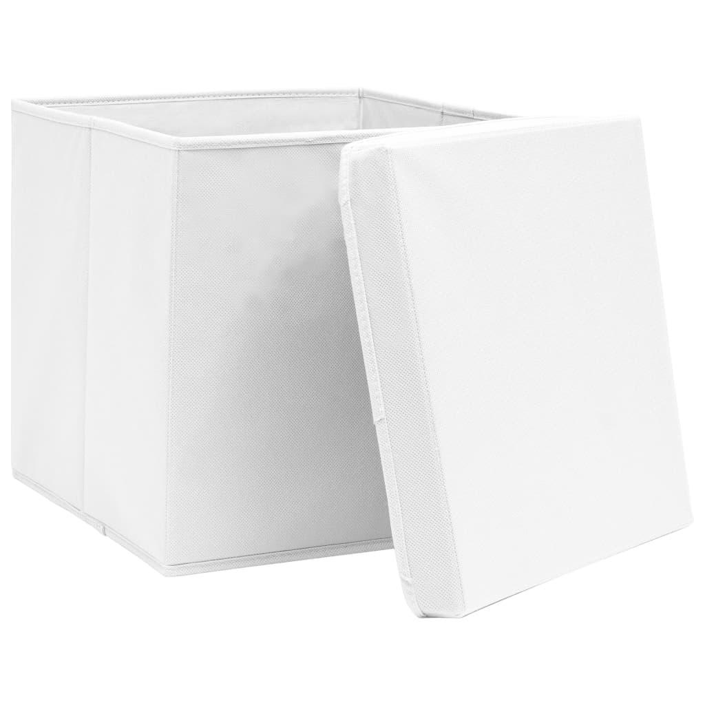 vidaXL Säilytyslaatikot kansilla 10 kpl 28x28x28 cm valkoinen