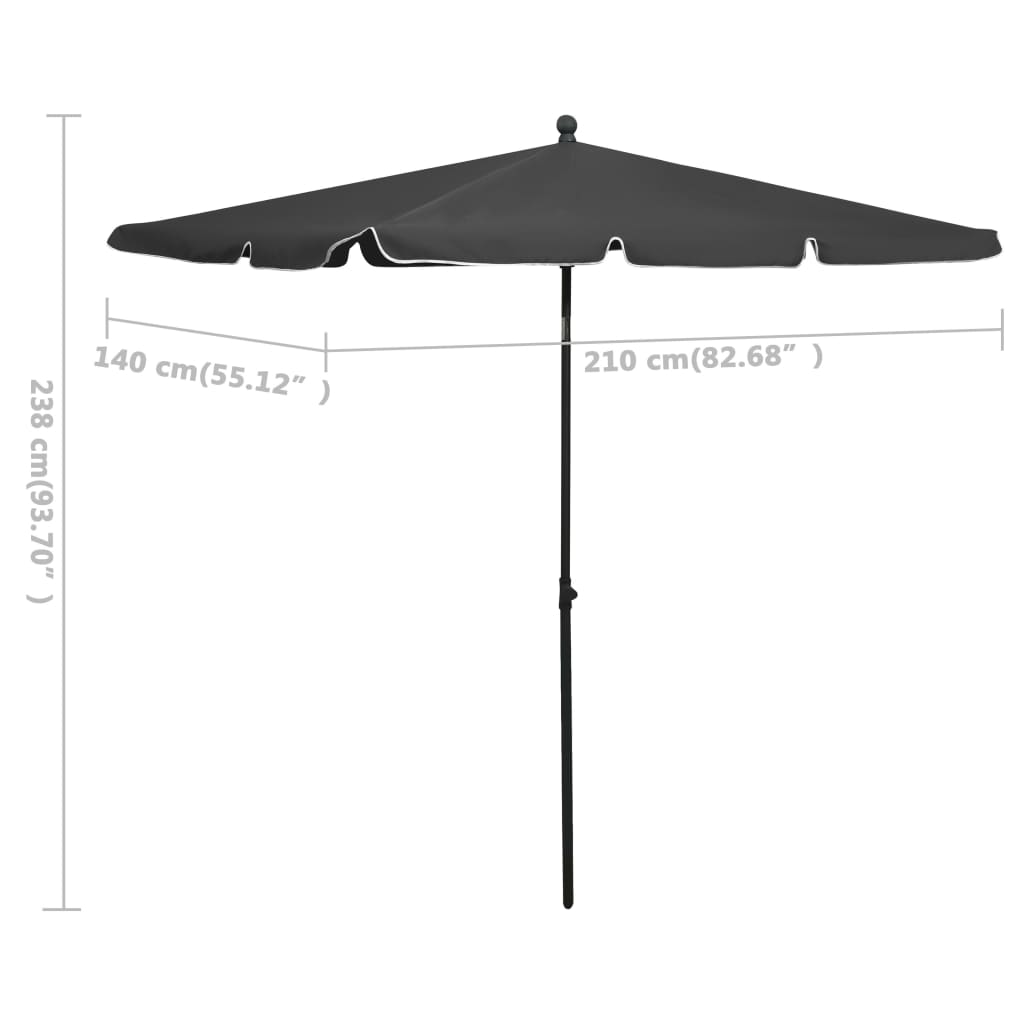 vidaXL Puutarhan aurinkovarjo tangolla 210x140 cm antrasiitti