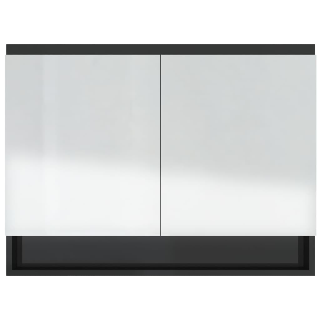 vidaXL LED kylpyhuoneen peilikaappi 80x15x60 cm MDF kiiltävä musta