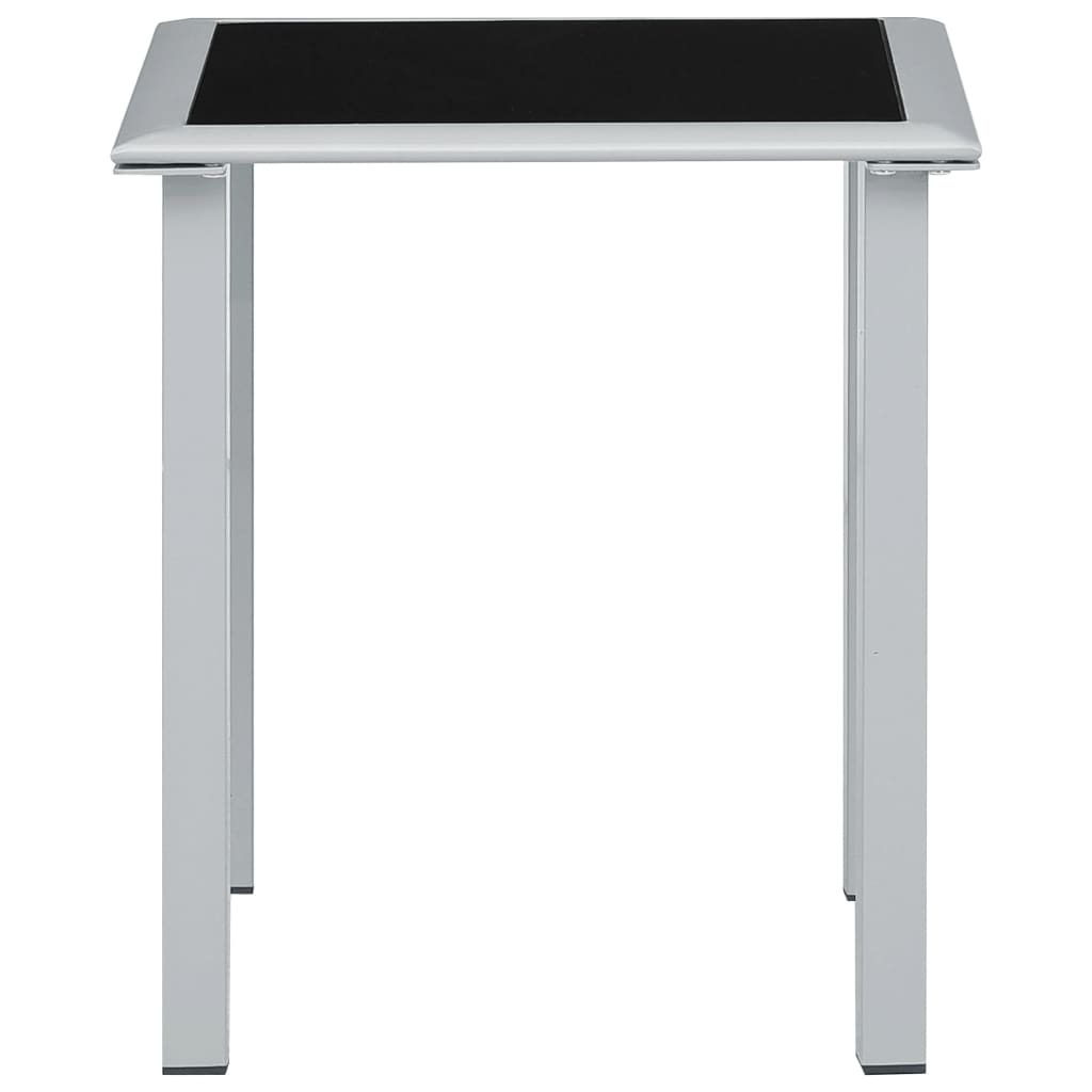 vidaXL Puutarhapöytä musta ja hopea 41x41x45 cm teräs ja lasi