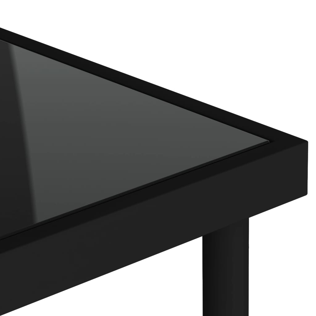 vidaXL Ulkoruokapöytä musta 80x80x72 cm lasi ja teräs