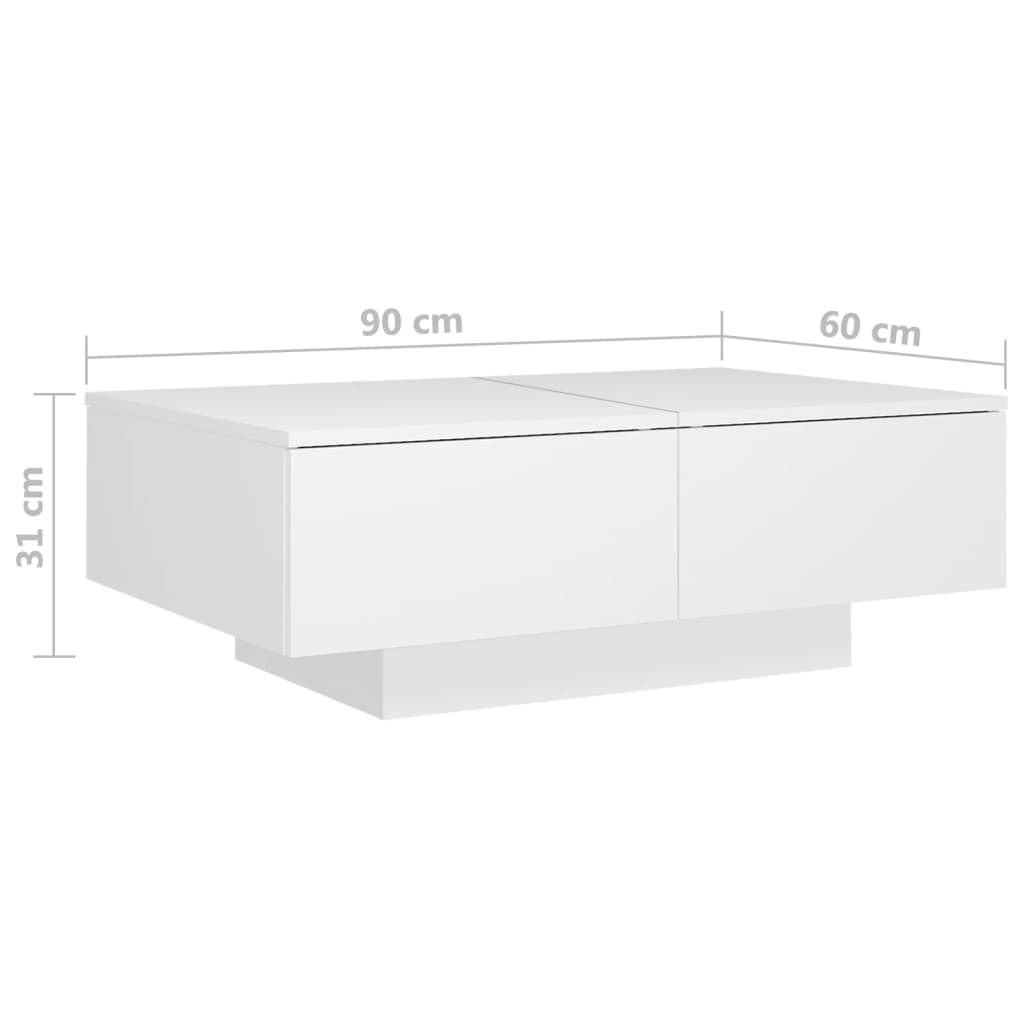 vidaXL Sohvapöytä valkoinen 90x60x31 cm lastulevy