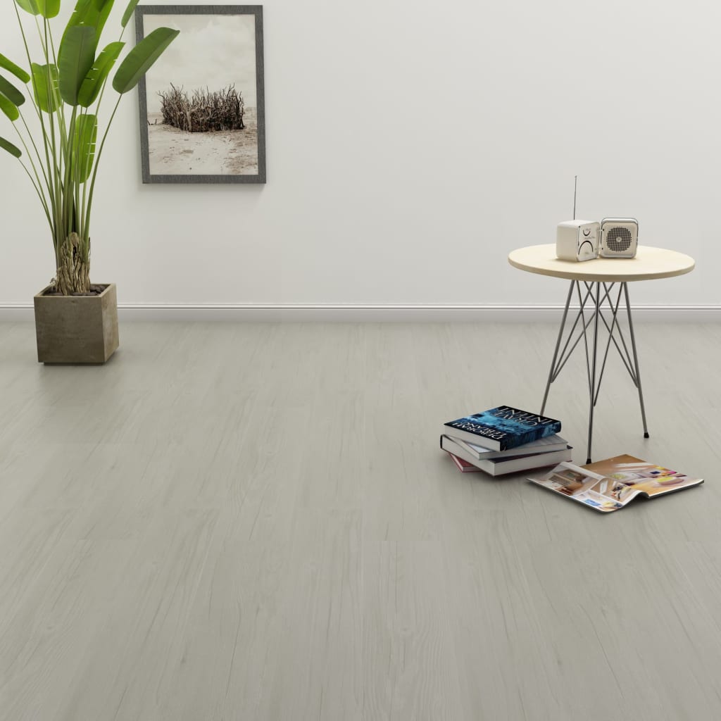 vidaXL Itsekiinnittyvä lattialankku 4,46 m² 3mm PVC vaaleanharmaa