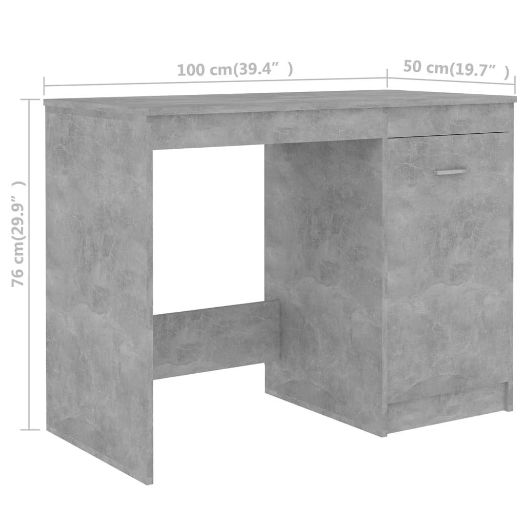 vidaXL Työpöytä betoninharmaa 140x50x76 cm tekninen puu