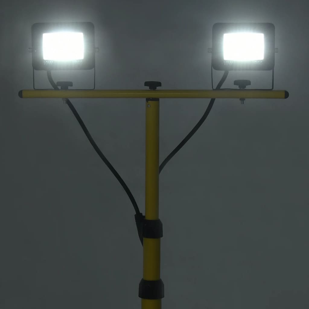 vidaXL LED-valonheitin kolmijalalla 2x10 W kylmä valkoinen