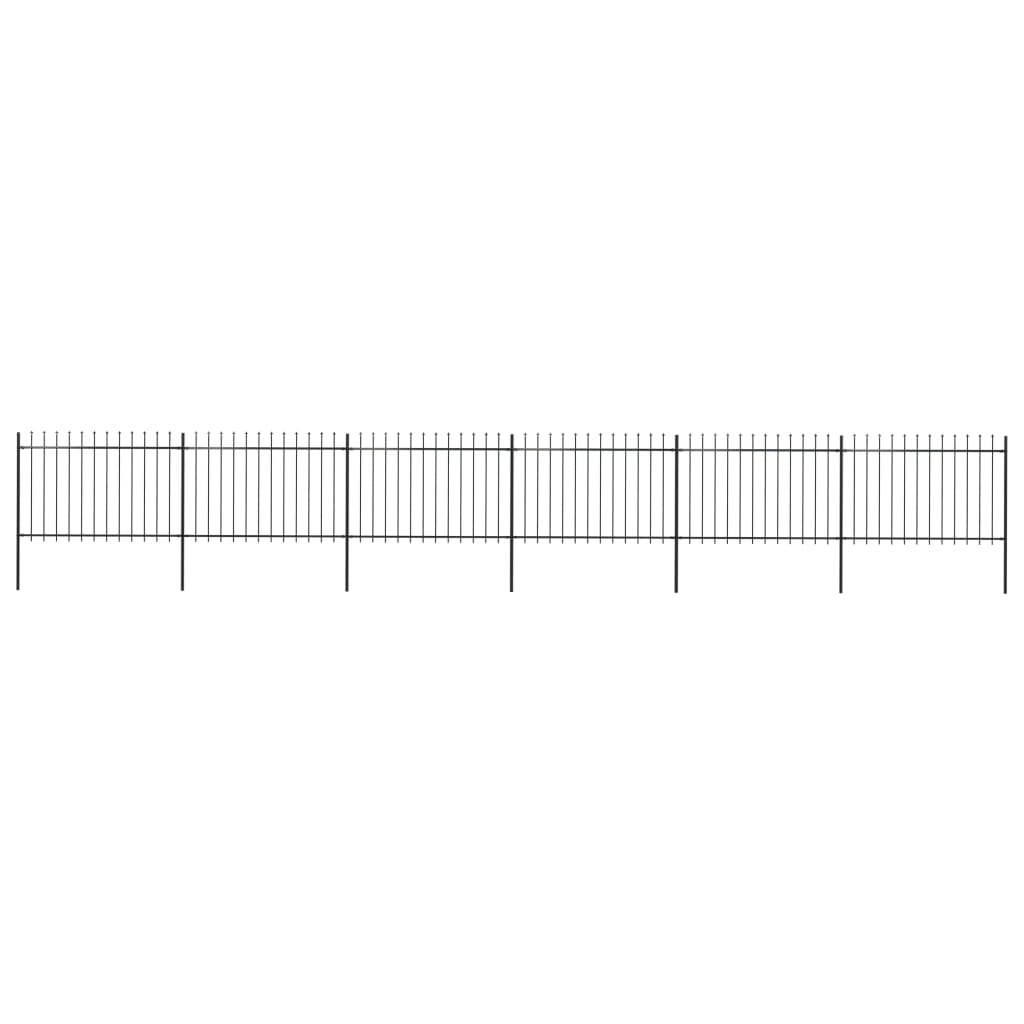 vidaXL Puutarha-aita keihäskärjillä 10,2x1,2 m teräs musta