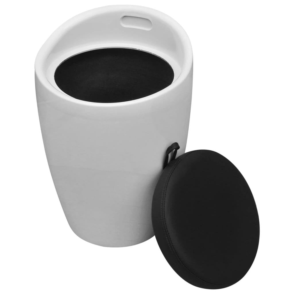 242243 vidaXL Stool White and Black Faux Leather