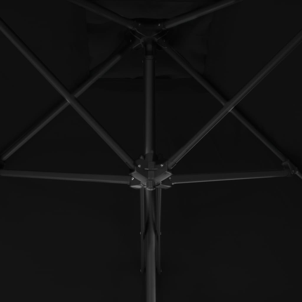 vidaXL Aurinkovarjo terästangolla musta 250x250x230 cm