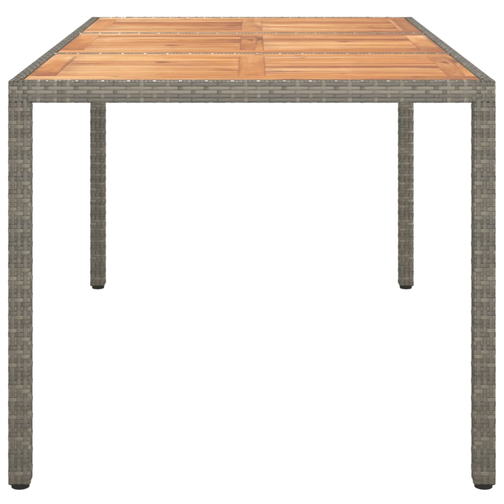 vidaXL Puutarhapöytä 150x90x75 cm polyrottinki ja akaasiapuu harmaa