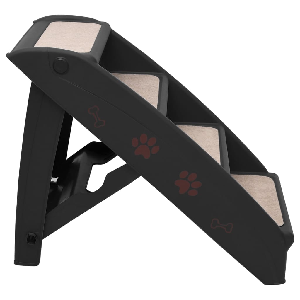 vidaXL Taitettavat koiran portaat musta 62x40x49,5 cm