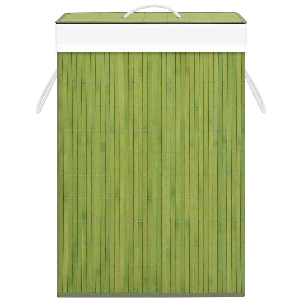 vidaXL Bambu pyykkikori 2 osiota vihreä 72 l