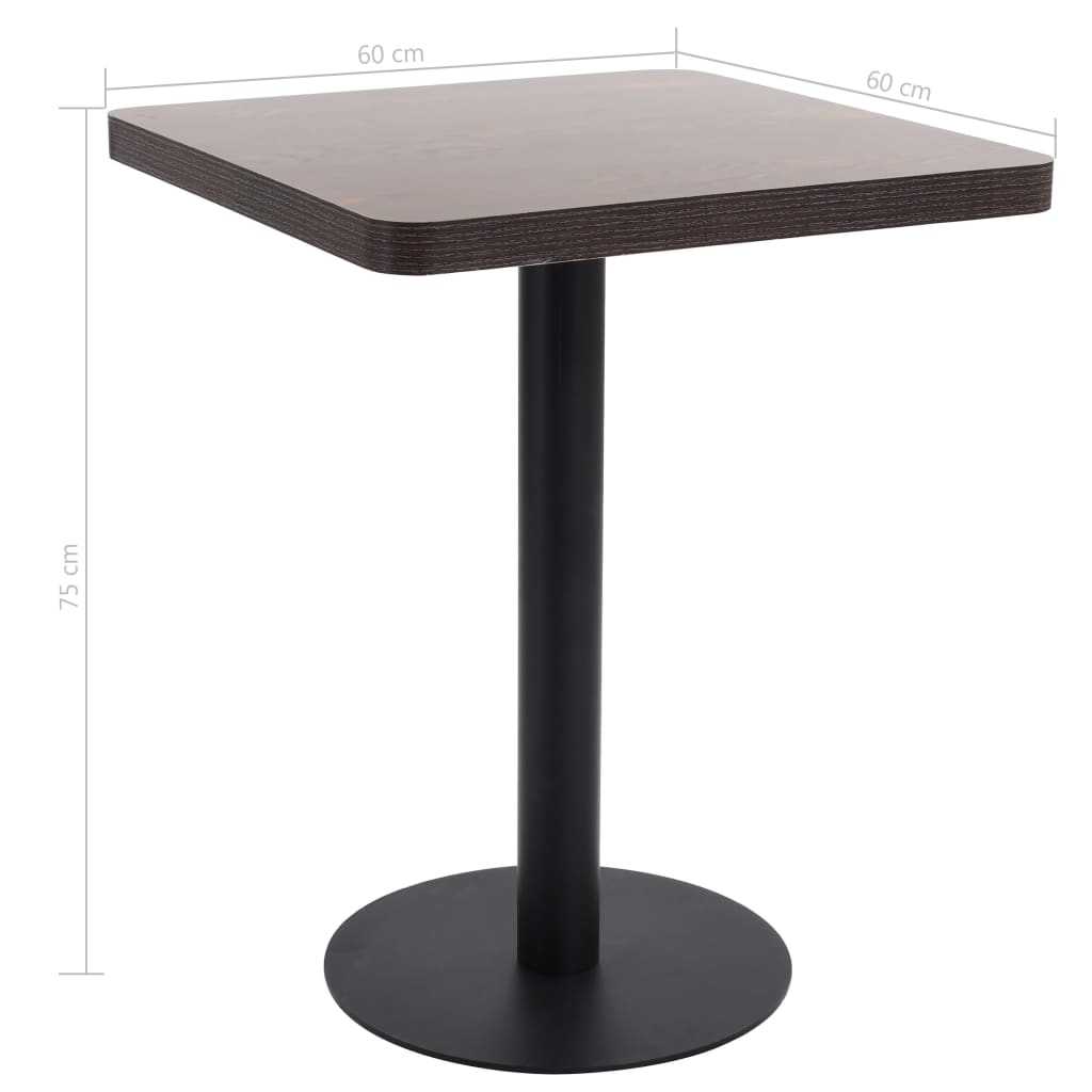 vidaXL Bistropöytä tummanruskea 60x60 cm MDF