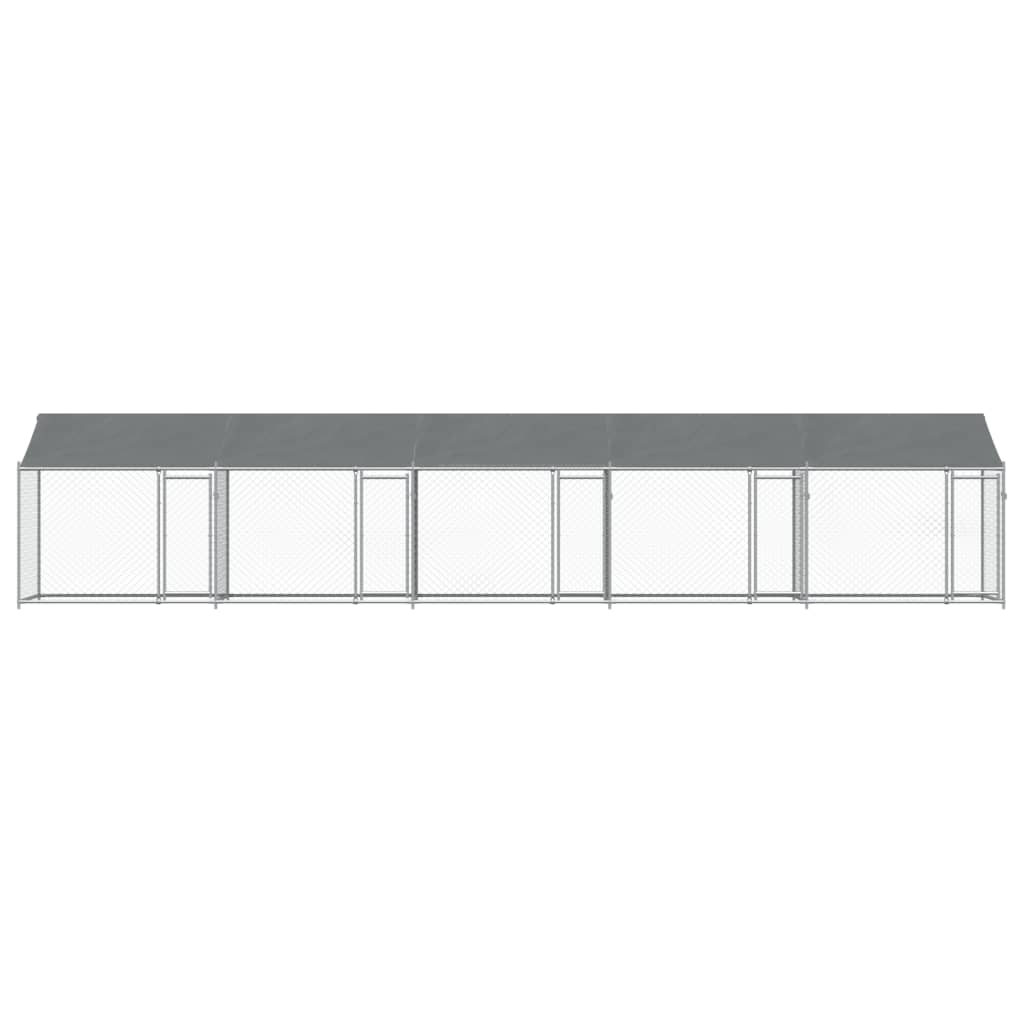 vidaXL Koiranhäkki katolla ja ovilla harmaa 10x2x2 m galvanoitu teräs