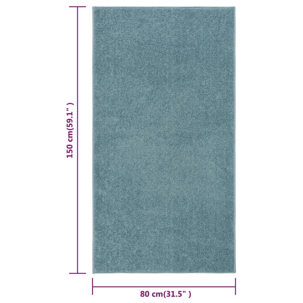 vidaXL Lyhytnukkainen matto 80x150 cm sininen