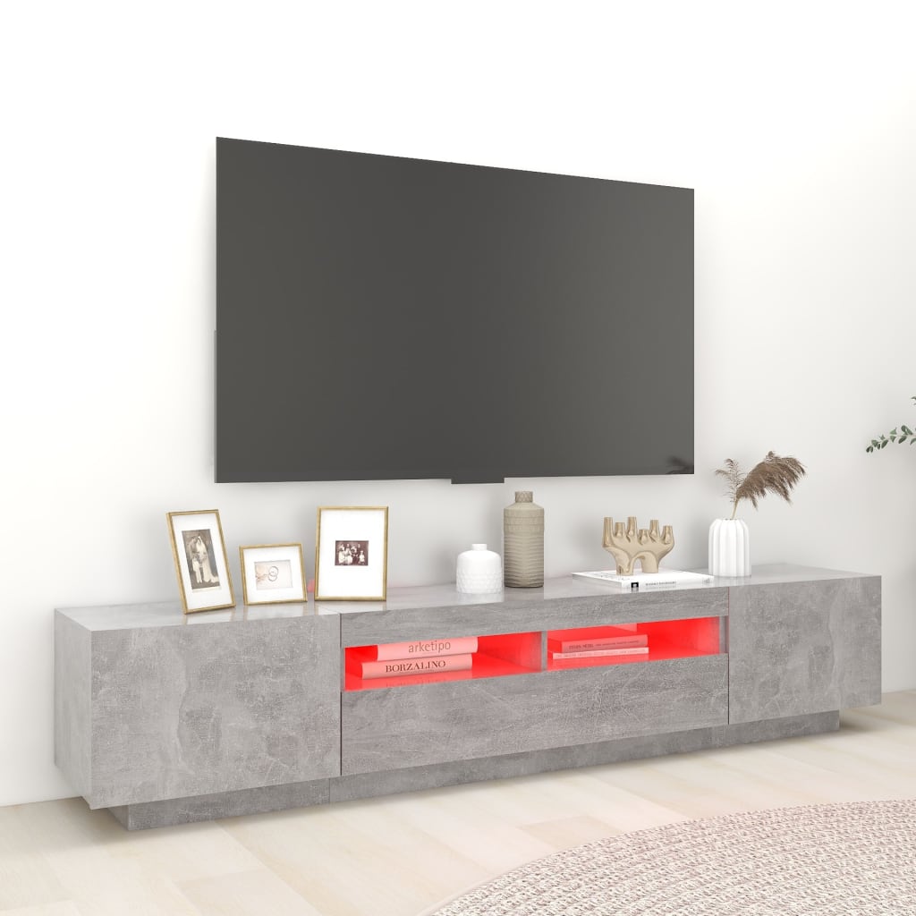 vidaXL TV-taso LED-valoilla betoninharmaa 200x35x40 cm