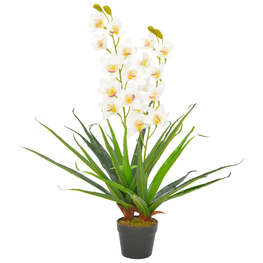 vidaXL Tekokukka ruukulla orkidea valkoinen 90 cm